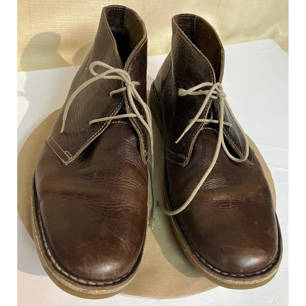 Clarks Desert Boots Mens Brown Excellent Tumbled Leather Chukka Shoes
